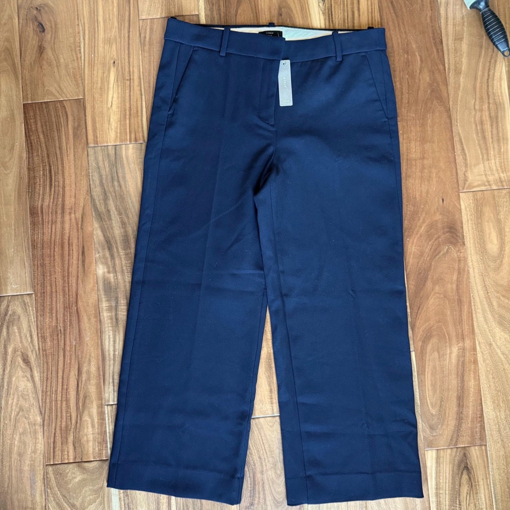 J.Crew‎ 365 Navy Blue Wide Leg Crop Pants J5634 Size 12 NWT